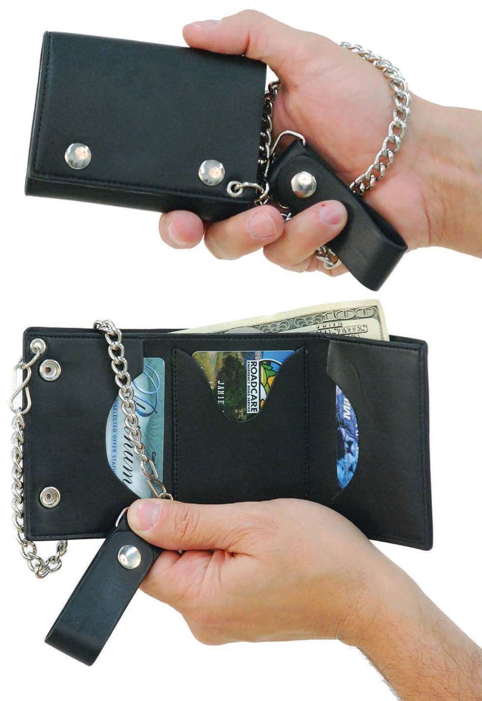 Leather Trifold Chain Wallets in USA