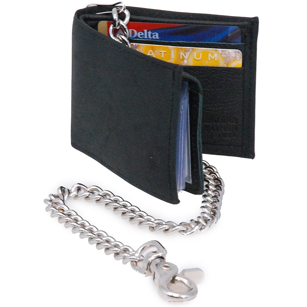 Classic Bi-Fold Leather Chain Wallet w/Removable ID Case #WC344K