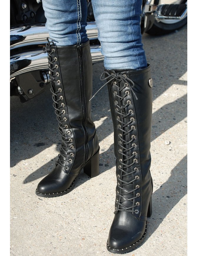 Lace Up Knee High Studded Sole Boots #BLC9442SLK - Jamin Leather®