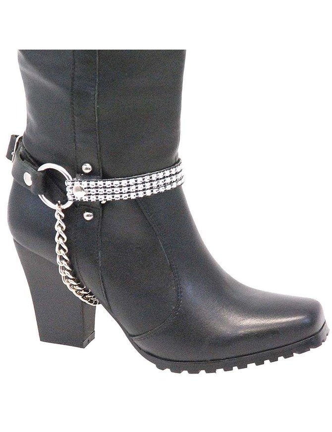 Jamin Leather Triple Row Crystal Boot Straps #BS1612CRYS