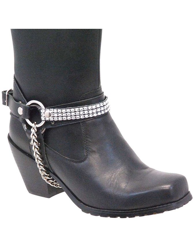 Jamin Leather Pair Triple Row Crystal Boot Straps #BS1612CRYS