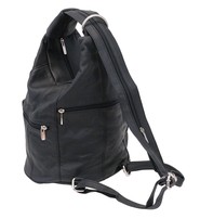 Black Cowhide Expandable Shoulder Bag Backpack #BP3610K