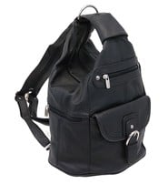 Black Cowhide Expandable Shoulder Bag Backpack #BP3610K