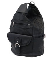 Black Cowhide Expandable Shoulder Bag Backpack #BP3610K