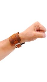 Jamin Leather® Rustic Brown Layered Leather Buckled Wristband #WB18071VN