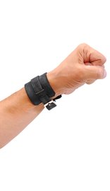 Jamin Leather Rustic Black Layered Leather Buckled Wristband #WB18079VK