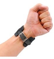 Jamin Leather Rustic Black Layered Leather Buckled Wristband #WB18079VK