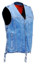 Daniel Smart Men's Blue Denim Dual Inside Concealed Pocket Vest #VMC9050GLU