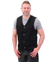 Side Lace Black Denim Vest w/Concealed Pockets #VMC1315LK