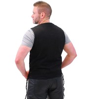 Side Lace Black Denim Vest w/Concealed Pockets #VMC1315LK