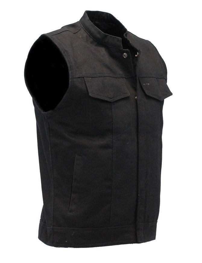 Black Denim Snap Up Club Vest w/Concealed Pocket #VMC3200K