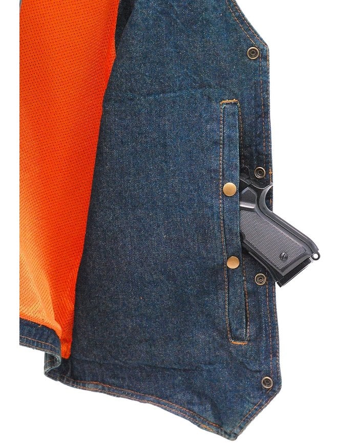 Blue Denim Vest w/Large Inside Pockets #VMC42703U - Jamin Leather®