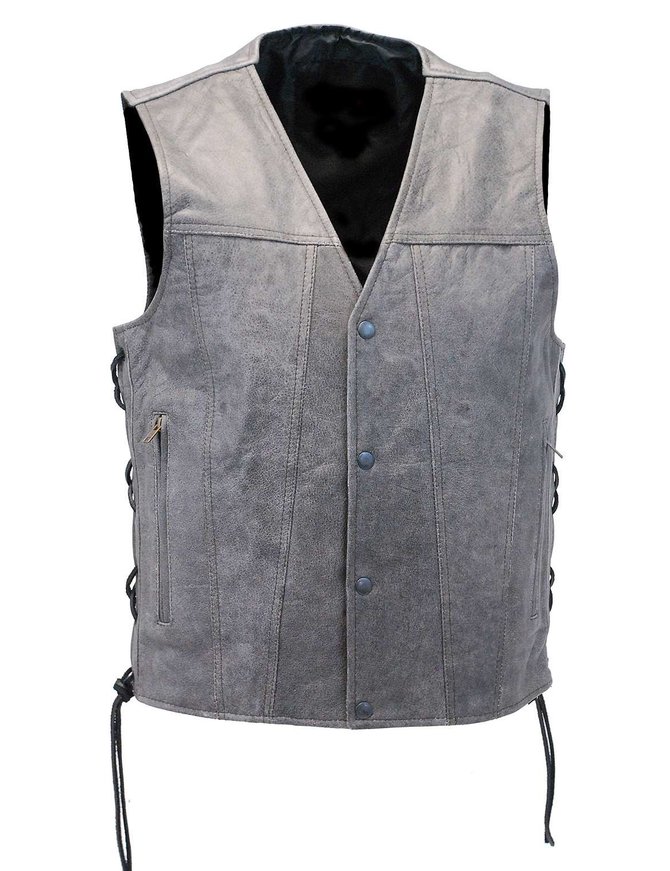 grey leather vest