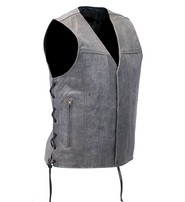 Daniel Smart Men's Side Lace Vintage Gray Vest w/Concealed Pockets #VMA2605LGGY