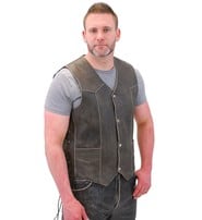 Jamin Leather® Vintage Brown Side Lace Biker Vest w/Concealed Pockets #VMA273LDN
