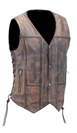 Vintage Brown Leather Vest For Conceal Carry #VMA3540GN