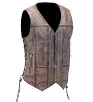 Vintage 10 Pocket Leather Vest For Conceal Carry #VMA3540GN