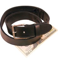 Made in USA Wide Black Leather Money Belt #BT112MBZ
