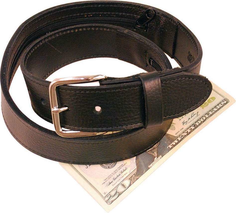 Wide Black Leather Money Belt #BT112MBZ - Jamin Leather®