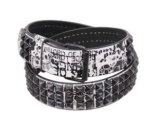 3 Row Vintage Black Pyramid Studded Leather Belt - SPECIAL #BT8143PYKW