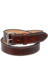 Made in USA Double Layer Extra Heavy Vintage Brown Leather Belt Stitched #BTA2143XXN