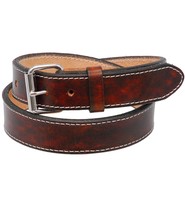 Made in USA Double Layer Extra Heavy Vintage Brown Leather Belt Stitched #BTA2143XXN