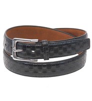 Black Basket Weave Embossed Leather Belt #BTJ32K