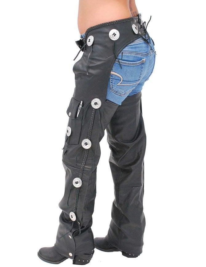 Western Leather Chaps w/Conchos #C011CC - Jamin Leather®