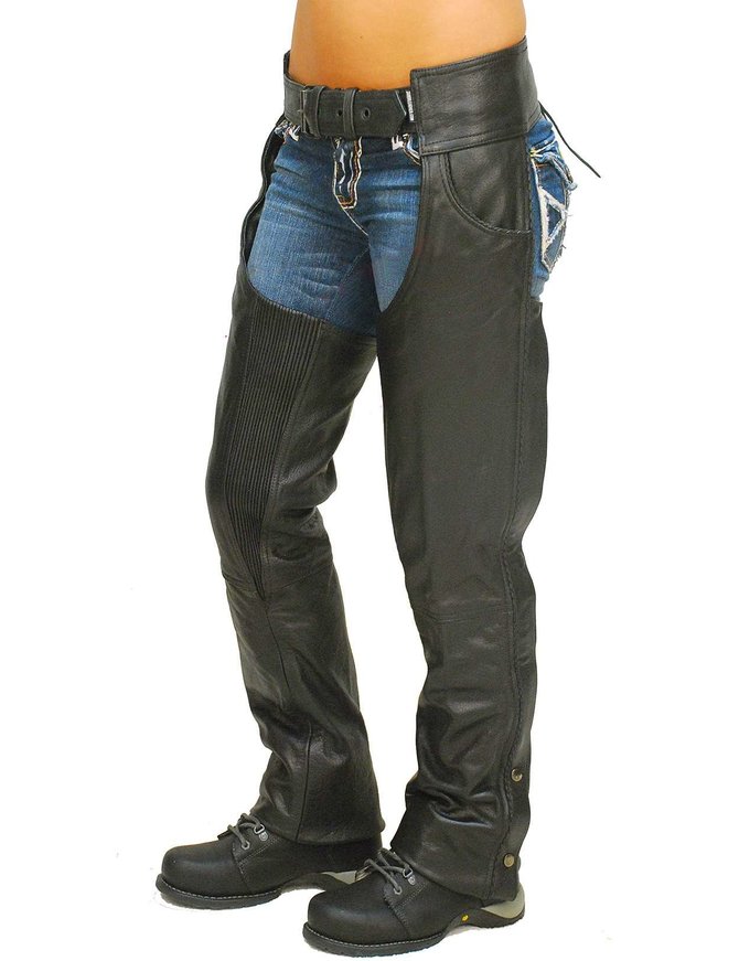 Jamin Leather® Premium Buffalo Leather Chaps w/Pant Pockets & Stretch Thigh #C1125BP