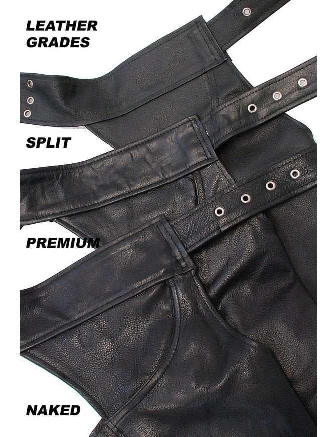 Jamin Leather® Premium Buffalo Leather Chaps w/Pant Pockets & Stretch Thigh #C1125BP