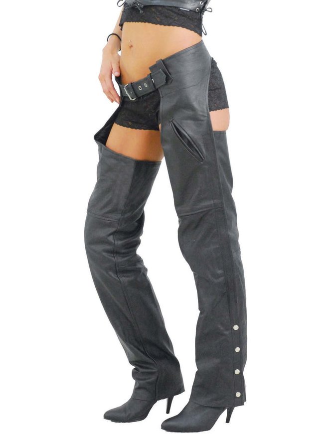 Leather Motorcycle Chaps - Men's Women's Unisex - 4 Pocket - 7145-UN