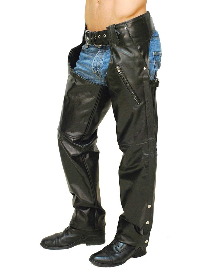 Milwaukee Leather Zippered Thigh Pocket Chaps Black, 5X- Large