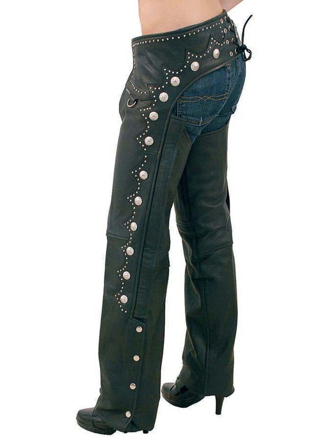 Jamin Leather Naked Leather Western Chaps w/Scallop Trim #C5076SK