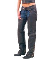 Unisex Premium Leather Chaps w/Snap Out Lining #C5077SPK