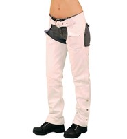 Jamin Leather® White Leather Chaps w/Adjustable Back & Thigh Lacing #C6028LLW