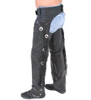 Jamin Leather® Buffalo Leather Chaps w/Fringe & Conchos #C701CFB