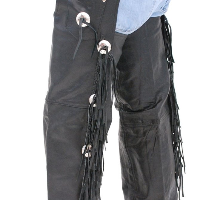 Black Leather Bike Riding Chaps - Team Motorcycle