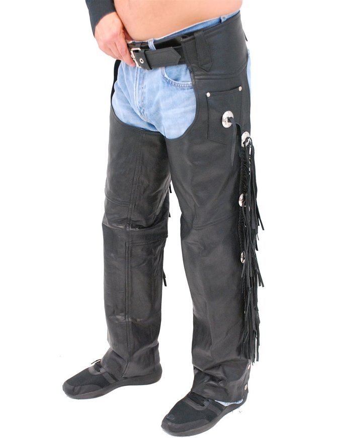 Jamin Leather® Buffalo Leather Chaps w/Fringe & Conchos #C701CFB