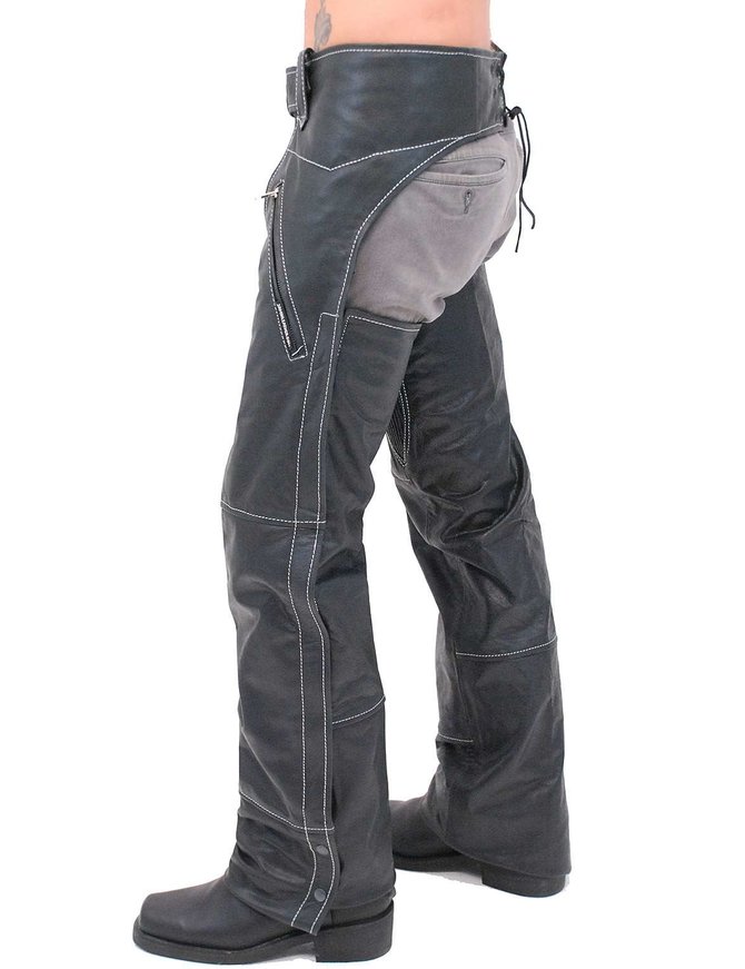 Jamin Leather® Premium Ultra Premium Leather Zip Pocket Chaps w/Stitching #C909ZSWK