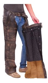 Leather Motorcycle Chaps - Men or Women - Naked - C1411-11-DL