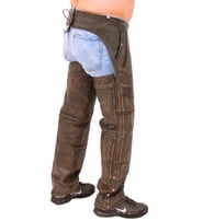 4 Pocket Vintage Distressed Brown Leather Chaps w/Removable Lining #CA5500ZDN