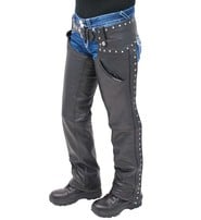 Jamin Leather Women's Low Rise Premium Leather Studded Pocket Chaps #CL2801PR