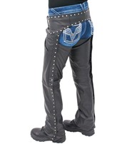 Jamin Leather® Women's Low Rise Premium Leather Studded Pocket Chaps #CL2801PR