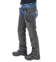 Jamin Leather® Women's Low Rise Premium Leather Studded Pocket Chaps #CL2801PR