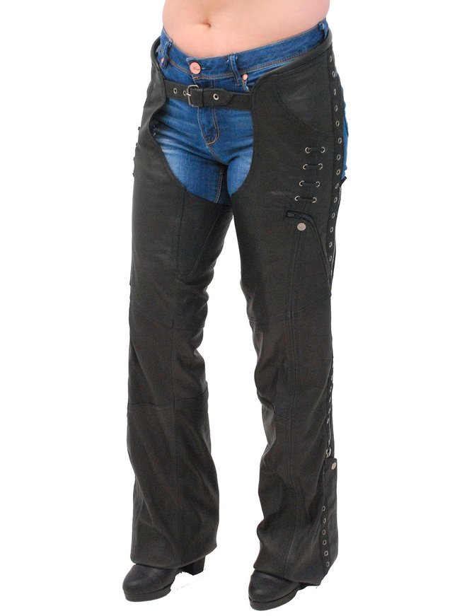 Vented Leather Chaps with Pockets & Stretch Thigh #C2900VK 