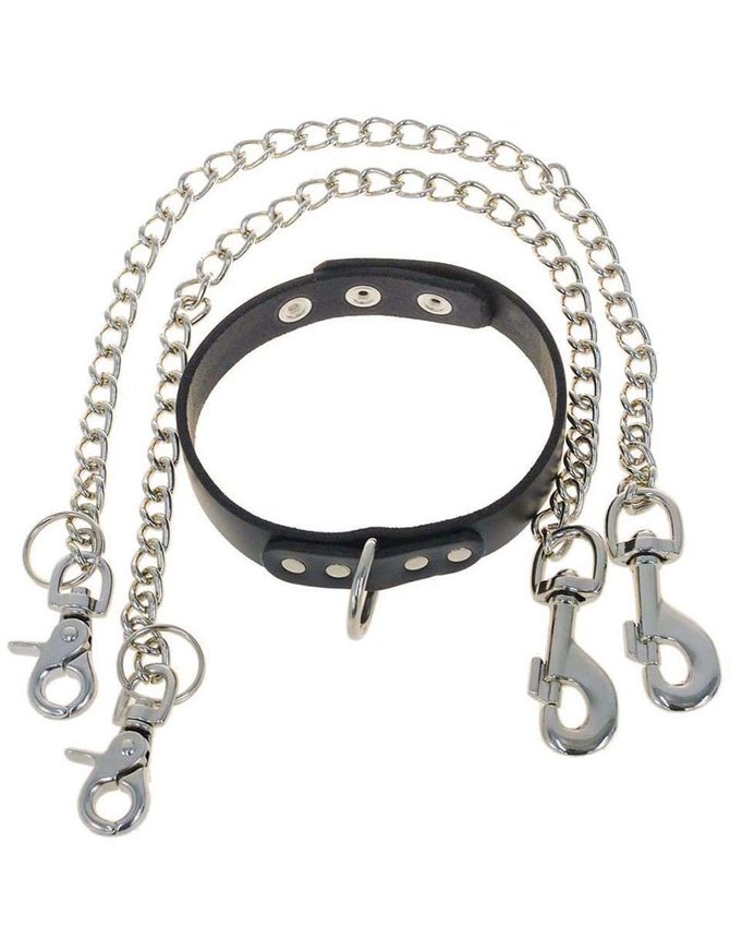 Jamin Leather® Leather Choker Collar & Chains Set #D503BC224