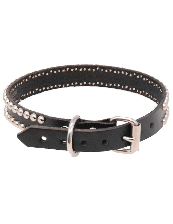 Made in USA Heavy Leather Studded Dog Collar #DC11S2K