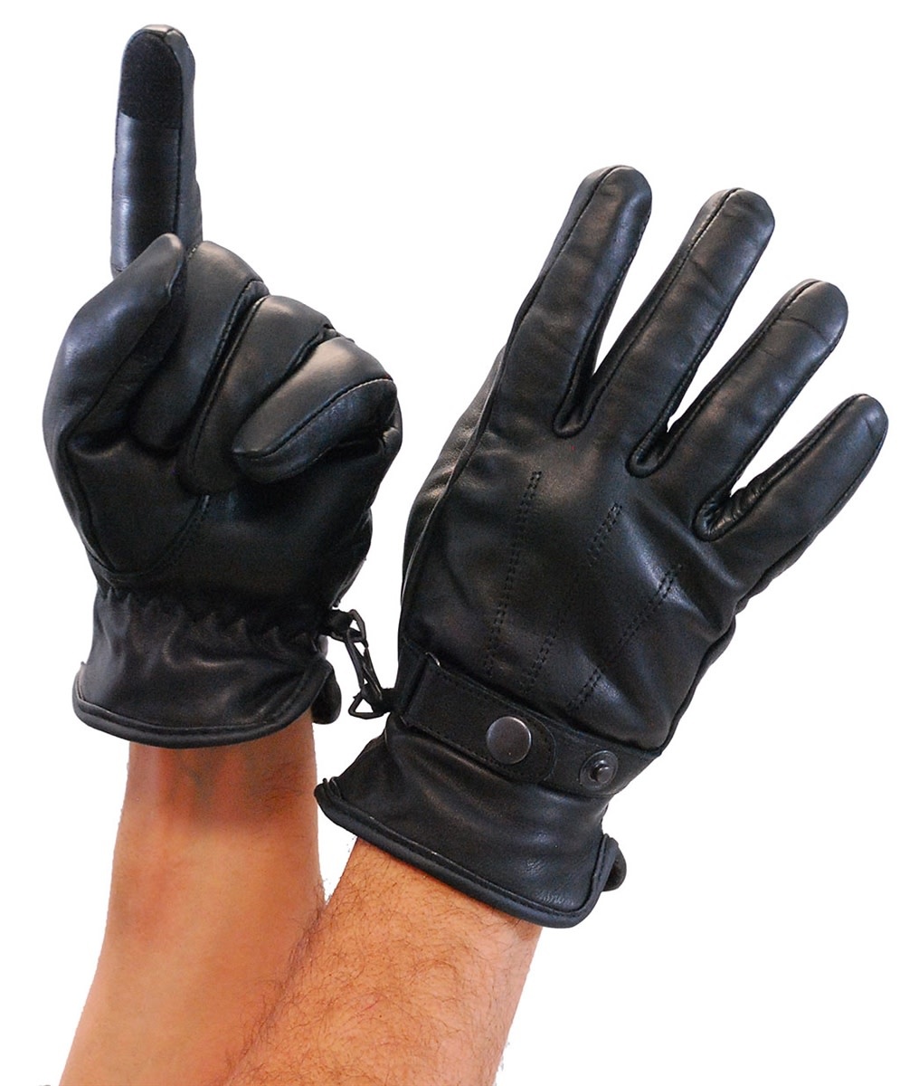 GENUINE SOFT LEATHER STRAP THINSULATE MOTORCYCLE WINTER RIDING GLOVES Size M