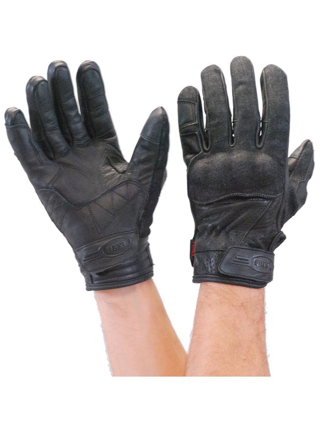 Leather and Denim Gloves w/Touch Screen Fingertips, Hard Knuckles and Venting #GC2020VK