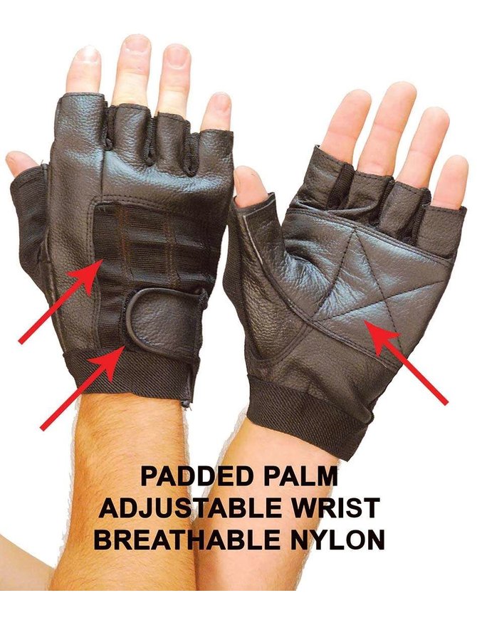 Pro Leather Fingerless Gloves w/Nylon #GPAKEG